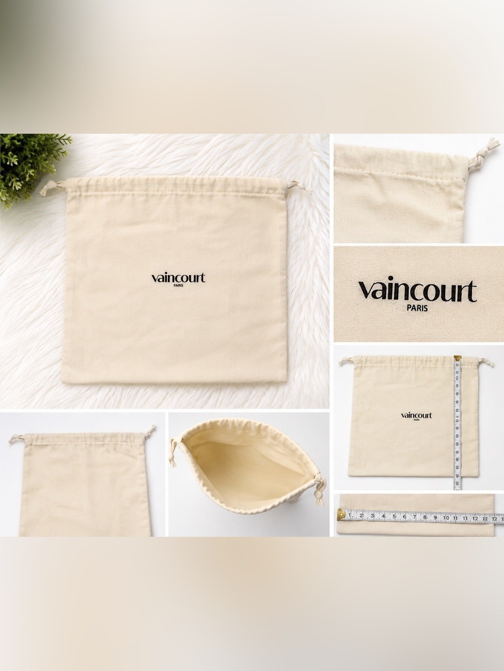 Vaincourt Paris Beige Drawstring Dust Bag Storage Pouch